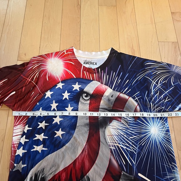 Spirit Of America Mens Eagle Flag  Lightweight T-Shirt size Large Red/White/Blue - Picture 7 of 8